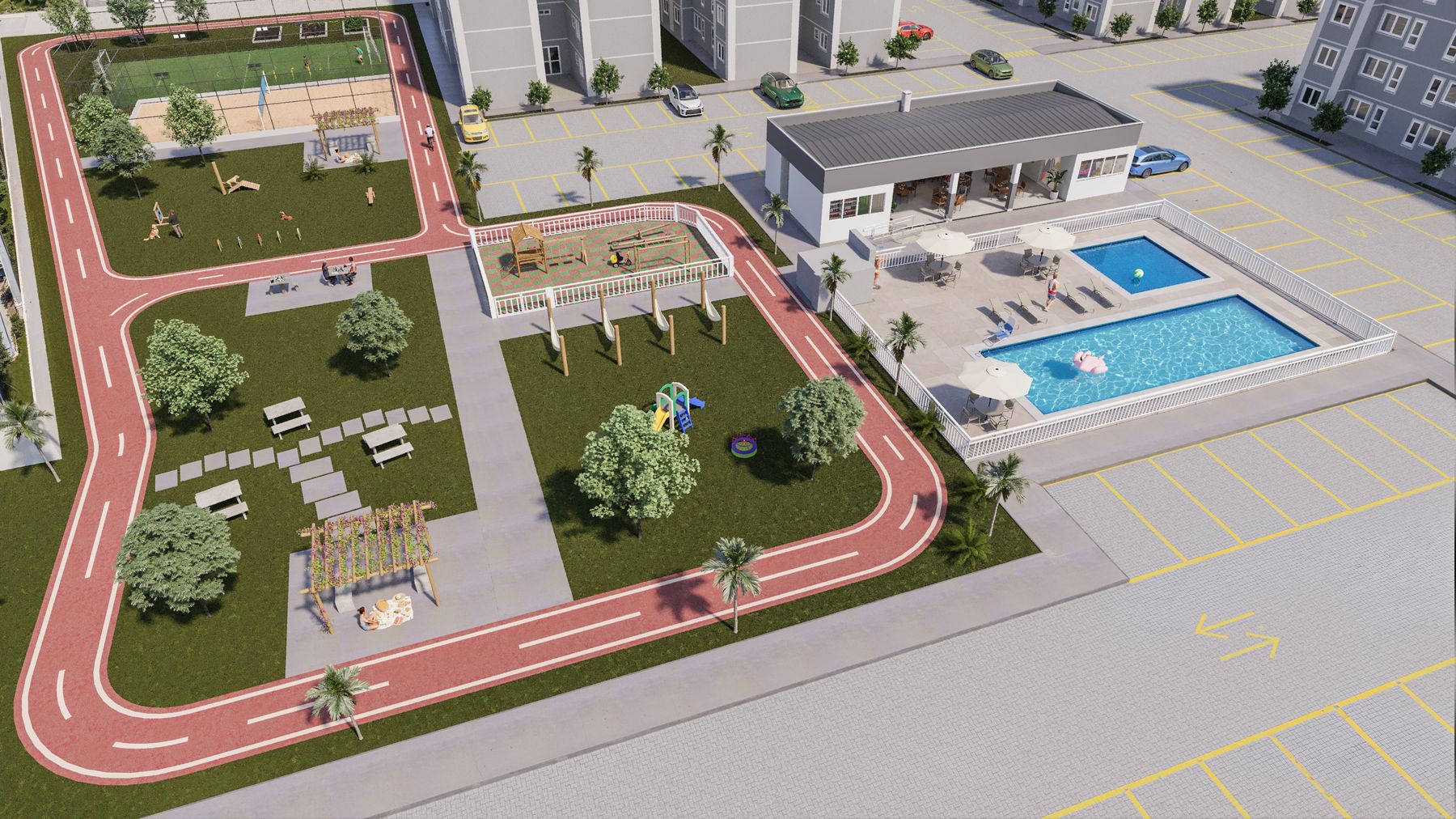 Imagem 3D de empreendimento MCMV pela Icônico Studio