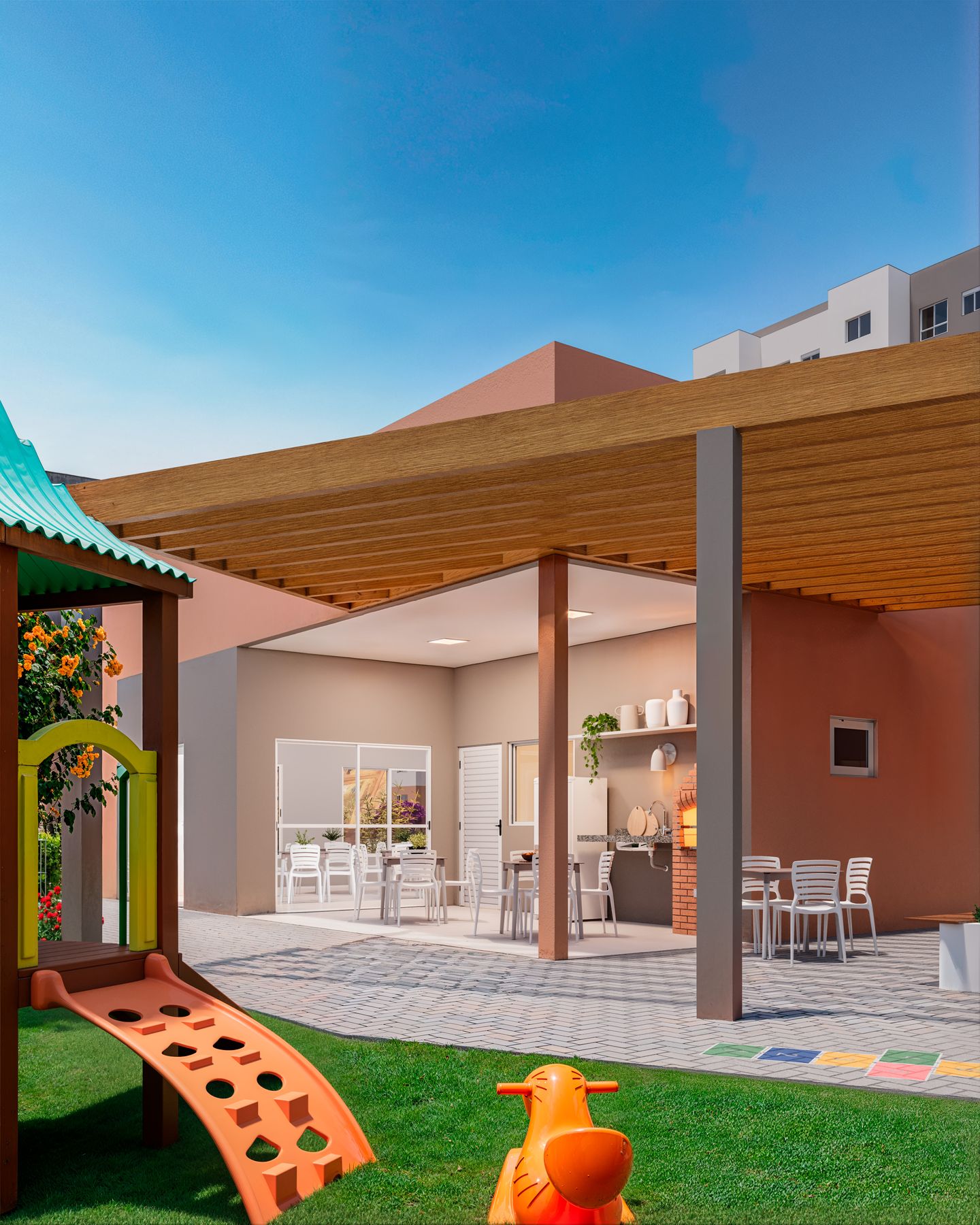 Imagem 3D de empreendimento MCMV pela Icônico Studio