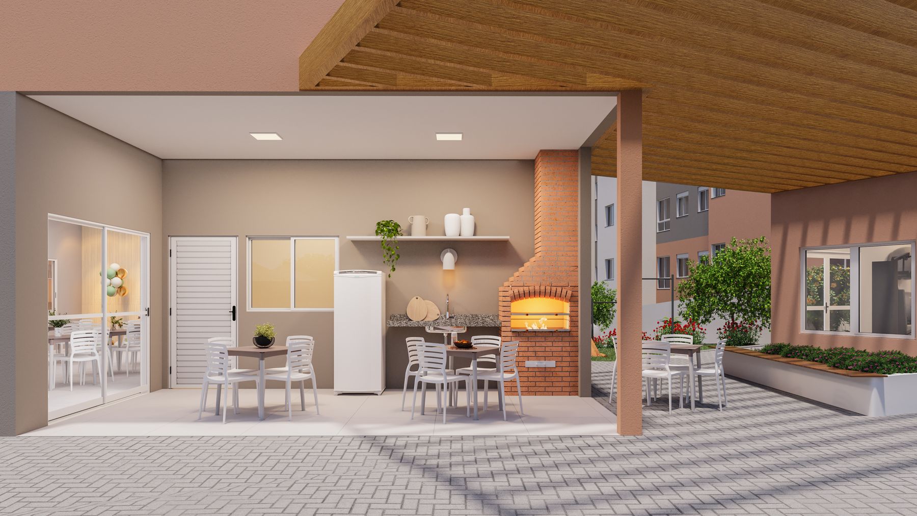 Imagem 3D de empreendimento MCMV pela Icônico Studio
