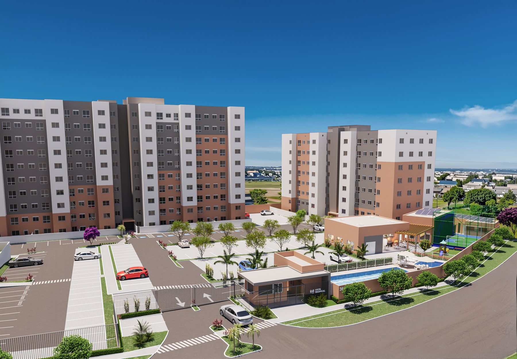 Imagem 3D de empreendimento MCMV pela Icônico Studio