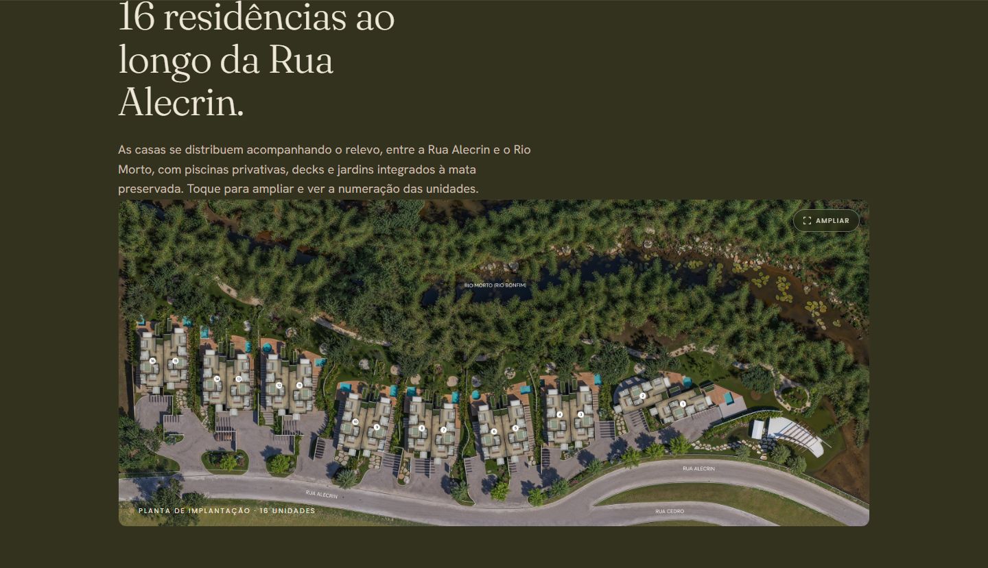 Expandable site plan with the units on the Reserva da Fazenda website